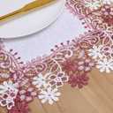 White Dark Red Floral Lace Jacquard Placemats Set of 2 Table Topper Dresser Scarf Place Mats (Dark Red, 14"x20" Set of 2)