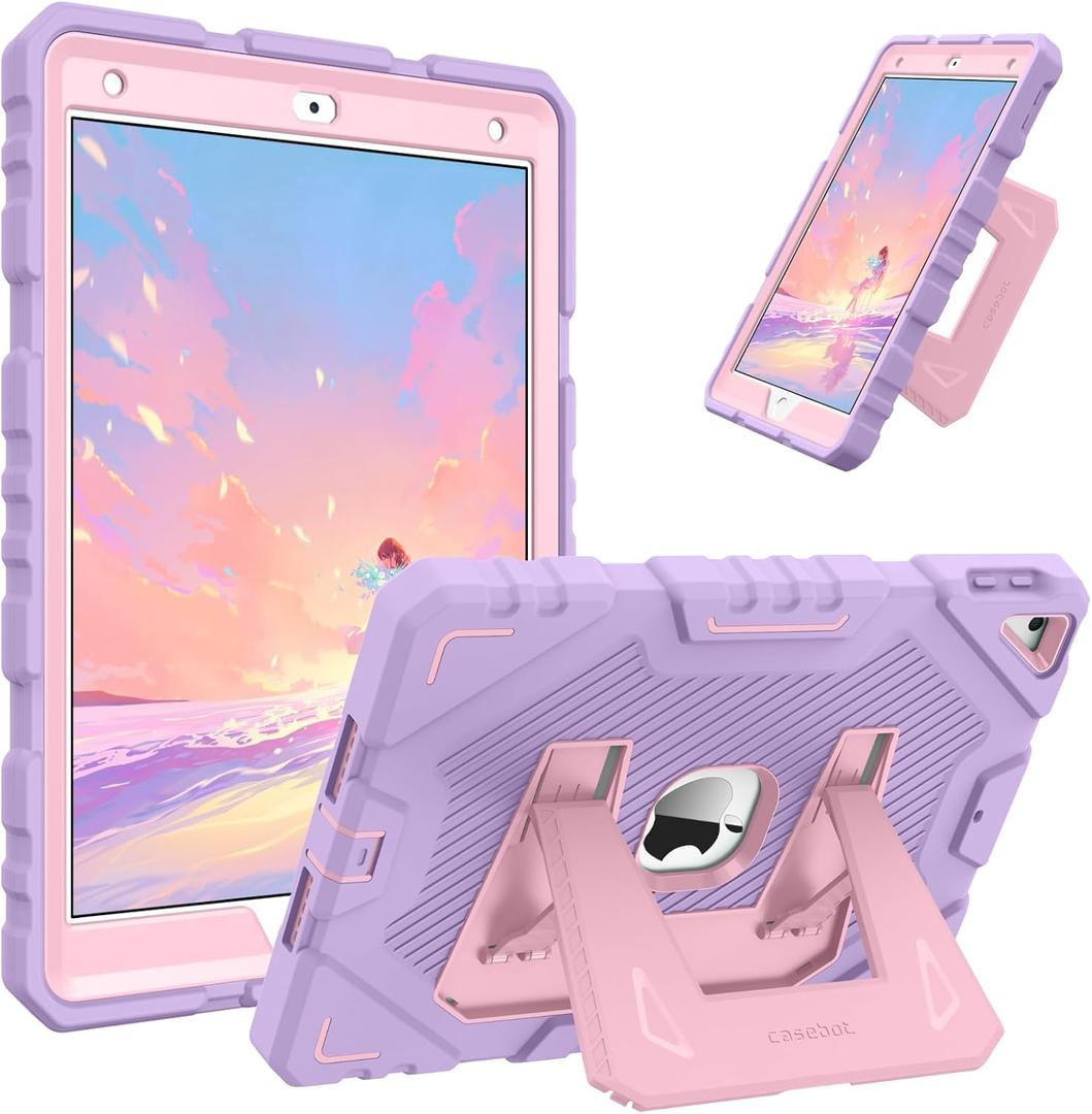 Fintie Case for iPad 9th Generation (2021) / 8th Generation (2020) / 7th Gen (2019) 10.2 Inch, Fully-Body Rugged Heavy Duty Shockproof Protective Case with Built-in Kickstand for Kids, Purple