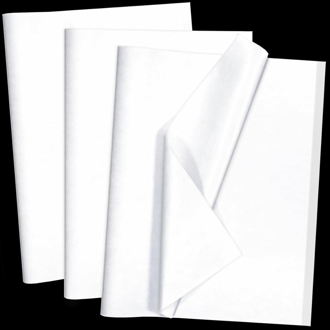 100 Sheets White Tissue Paper Artdly 14 x 20 Inches Recyclable White Wrapping Paper Bulk for Weddings Birthday DIY Project Festival Wrapping Crafts Decor