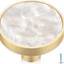 6 Pack Pearl Gold Cabinet Drawer Knobs,1-1/4 Decorative Round Drawer Pulls,Brushed Brass Furniture Hardware for Kitchen,Bathroom,Closet,Cupboard Door