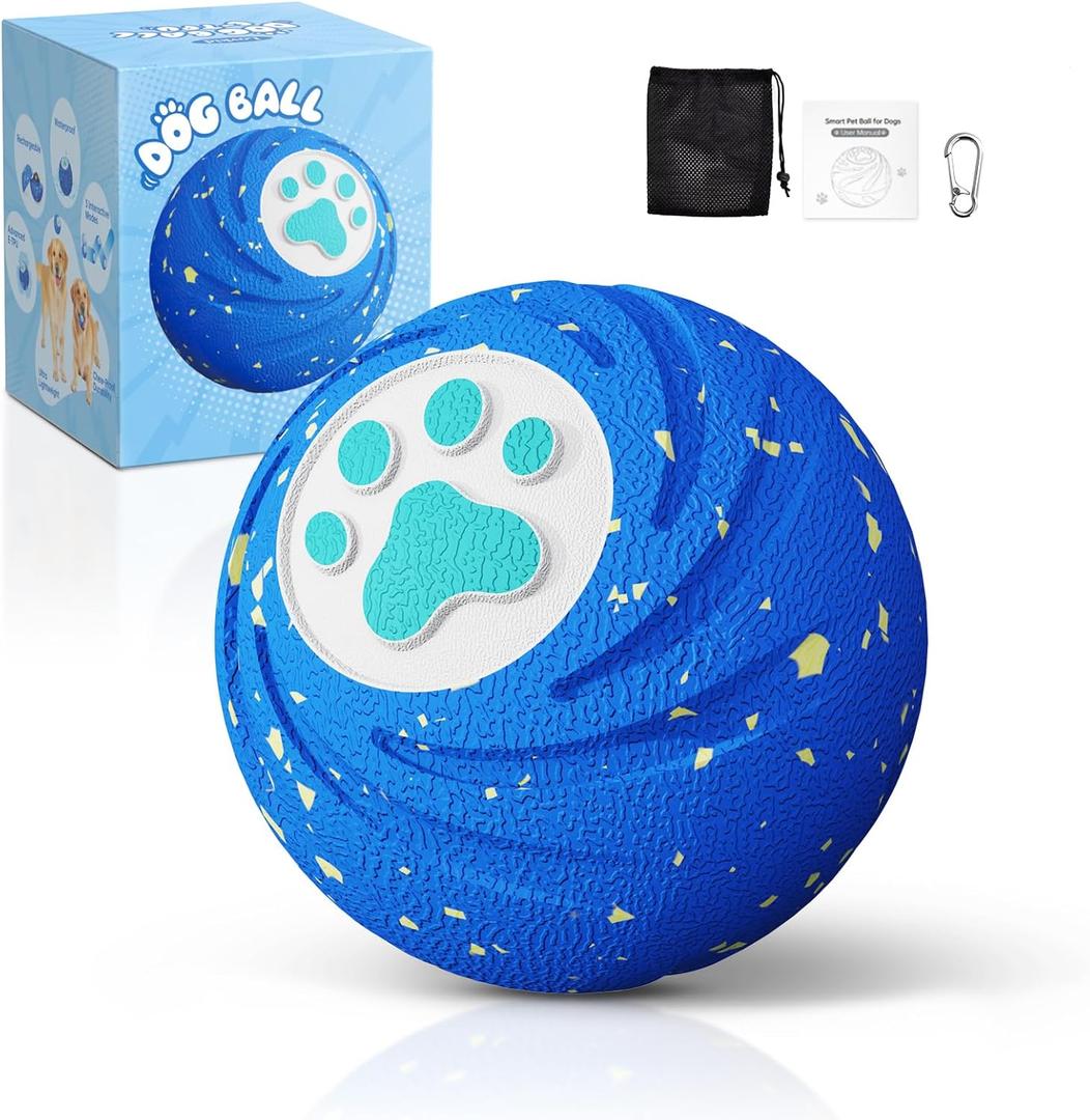 Lovkid Smart Interactive Dog Toys - Interactive Dog Ball for Medium & Large Dogs Durable E-TPU Dog Toy to Keep Them Busy Motion Activated Rolling Ball Indoors & Outdoors (Blue)