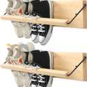 Mifoci 2 Pcs Wall Mounted Shoe Rack Organizer Wooden Modern Compact Wall Space Saving Shoe Holder Storage for Sneaker Footwear Slipper Boots Entryway Narrow Spaces Hallway(28.35'' Long)