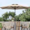 7.5FT Outdoor Patio Umbrella, Outdoor Table Umbrella, Market Umbrella with Push Button Tilt and Crank, 6 Sturdy Ribs UV Protection Waterproof for Garden, Deck, Backyard, Pool, (Tan)