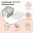 Snackle Box Container,8 Compartment Stainless Steel Food Storage with Silicone Lid & Handle,Clear Divided Fruit Nut Veggie Tray for Kitchen, Picnic, Party