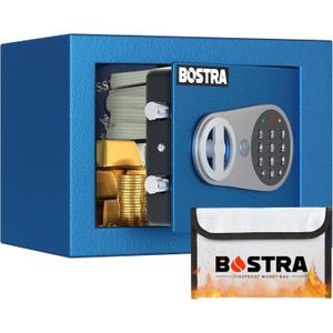 Botsa Fireproof Safe Box with Sensor Light, Fireproof Bag & Digital Keypad, Blue, 0.23 Cu Ft
