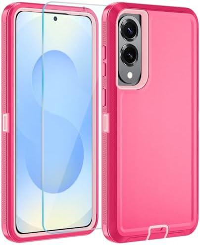 CONWOE for Samsung S25 Edge Case with HD Tempered Glass Screen Protector, for Galaxy S25 Edge Heavy Duty Phone Case (Pink)