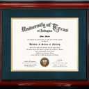 GMFrames 11x14 Diploma Degree Frame with Navy Mat or Display 15x18 Certificates without Mat,Solid Wood,Cherry Finish with Intricate Black Rope Detail,UV Protection Acrylic