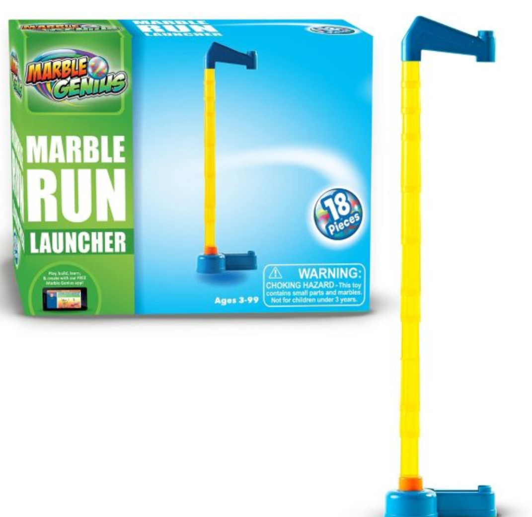 Marble Genius Marble Run Launcher- Marble Launcher Base, Tubes, Top, and 5 Plastic Marbles, Build, and Watch Your Marbles Soar