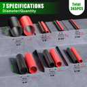 2 x ELECFUN Waterproof Heat Shrink Tubing Kit 365 pcs, 3:1 Dual Wall Tube - Adhesive Lined Heatshrink for Wires - Marine Grade and Industrial Shrinkable Wiring Wrap Fully Insulation Black/Red, 7 Sizes