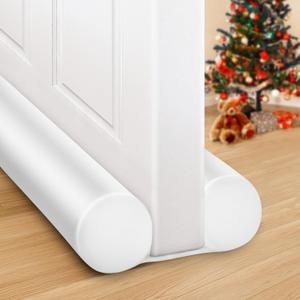 MAXTID Under Door Draft Stopper Cold Air Blocker - Large Doors Seal Gap Bottom of Doors 36" Adjustable 30" 32" 36" Weather Stripping Noise Blocker Interior Front Door Sweep Soundproof Door Accessories (White)