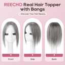 REECHO Human Hair Toppers for Women Real Human Thick Hair Topper Invisible Wiglett for Daily Wear Adding Instant Volume, Dark Gray