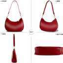 Shoulder Bags for Women Leather Cute Hobo Tote Handbag Under the Arm Purses Mini Clutch Purse with Zipper Closure (Red)