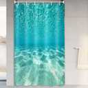 MERCHR Cute Teal Blue Ocean Shower Curtain, Nature Underwater Sea World Sand Beach Bathroom Curtains Waterproof Fabric, 36 x 72 Inches