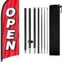 Feather Flag for Business with Pole and Ground Stake - 8ft Open Sign Advertising Banner