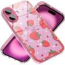 Jmltech for iPhone 16 Plus Case Cute Glitter Bling Sparkle Silicone Flexible Durable Women Girly Strawberry Shockproof Protective Phone Cases for iPhone 16 Plus, Pack 2