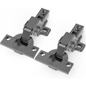20 PCS Inset Soft Close Hinges, Clip ON Plate, 105 Degree, Silent Hydraulic, Self Closing, Black Frameless European Concealed Hinge for Kitchen Cabinet Door, Wardrobes, and Bookcases