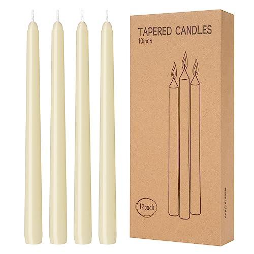 9 Pack Ivory Taper Candles 10 inch - Taper Candles Dripless, Smokeless, Unscented - 8 Hours Long Burning - Hand Poured Tall Candlesticks - Perfect for Home Decor, Weddings, and Special Occasions