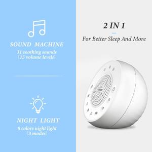 Housbay Glows White Noise Sound Machine, 31 Soothing Sounds, Colored NightLight for Kids & Baby, Small Travel Sleep Machine & Noise Canceling for Sleeping, Relaxation