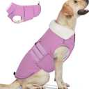 Mklhgty Extra Warm Dog Coat, Waterproof Dog Winter Jacket with Leash Portal, Fleece Reflective Pet Snow Vest for Dogs - Lilac - M