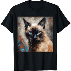 Siamese Cat Kitten Painting Cat Lover Funny Siamois Kitty T-Shirt, XXL