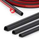 Silicone D-Shaped Weather Stripping Door Seal, 23FT Self Adhesive Door Insulation Strip, Fits Gaps up 1/4 to 15/32", for Door Frame & Window Seal (Black, 9/16" W  15/32" T)