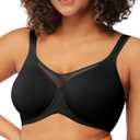 HSIA Minimizer Bras for Women Plus Size, Full Coverage Coolcomfort T Shirt Unlined Bra with Underwire for Heavy Breast (46D, Black)