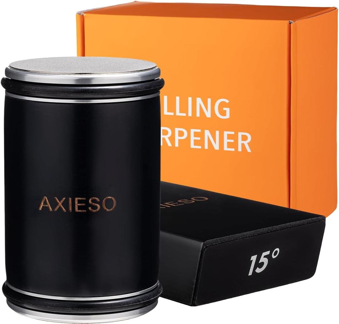 Rolling Knife Sharpener Kit - Roller Knife Sharpening Tool with Diamond and Ceramic for All Knives - User-Friendly Professional Tumbler Kitchen Knife Sharpeners with 15 and 20 Magnetic Angles