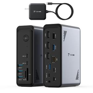 TobenONE 18 in 1 USB C Docking Station 3 Monitors 4K@60Hz, Laptop Docking Station with 100W Power Adapter, Triple Monitors with 3 HDMI, 9 USB Ports, Gigabit Ethernet, for Windows and Chrome OS