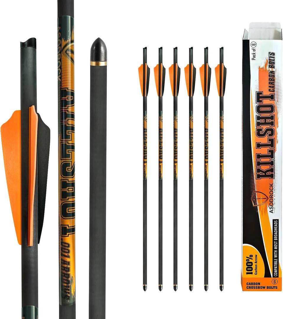 Crossbow Bolts 20 Inch 400 Grain Carbon Crossbow Arrows .003/.001 Straightness with 3 Inch Vanes, Moon Nock (Pack of 6)