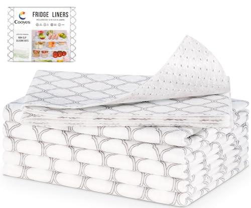 Cooyes Non Slip Refrigerator Liners, 2-in-1 Fridge Mats and Fresh-Keeping Shelf Liners, Absorbs Excess Moisture, BPA-Free, Multiple Sizes for Glass Shelves Kitchen Cabinets Drawers, 6 Pack, 12" × 24"