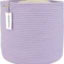 Cotton Rope Basket For Girls Boys Kids 16X14 Baby Laundry Basket Nursery Bin Round Woven Baskets Organizer For Storage Toys Blankets Shoes Clothes purple