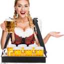 Wooden Snack Trays with Strap 15 x 11 x 2 Inch Movie Night Party Serving Trays Usherette Popcorn Drink Beverage Carrier for 20's Theme Costume Accessory Carnival Prop Adult(Black)