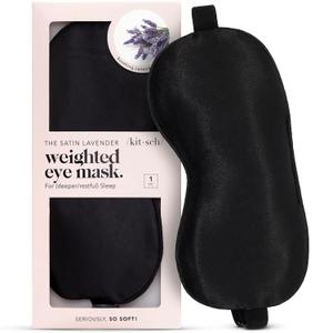 Kitsch Weighted Satin Sleep Mask - Weighted Eye Mask for Sleeping and Travel - Lavender Sleeping Mask for Women and Men - Light Blocking, Adjustable Strap, Ultra-Soft (4.1oz/116g)