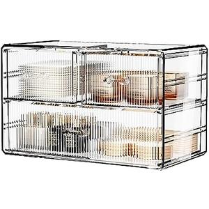 ZHIAI Stackable Storage Drawers, Acrylic Bathroom Counter Organizer Clear Makeup Organizers for Vanity, Kitchen Cabinets, Bathroom, Undersink, Home Organization and Storage (3 Drawers, Pattern A)