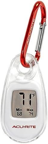 AcuRite Portable Digital Thermometer for Indoor or Outdoor Temperature with Carabiner Clip (00333)