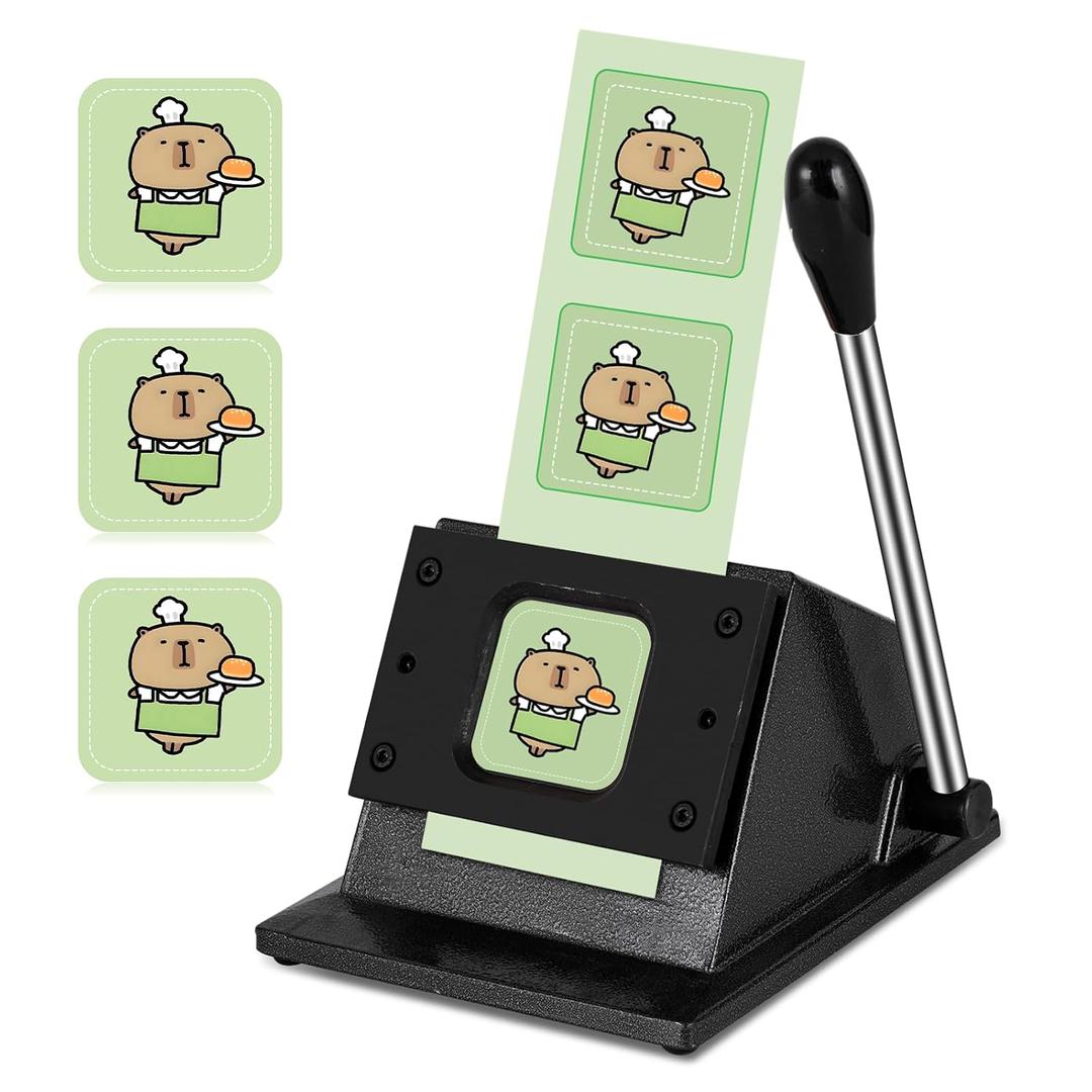 2" Square Button Paper Cutter 60x60mm Square Paper Punch Square Fridge Magnets Badge Maker Square Punch for Button Making Scrapbooking Paper Crafting (Cut 55x55mm)
