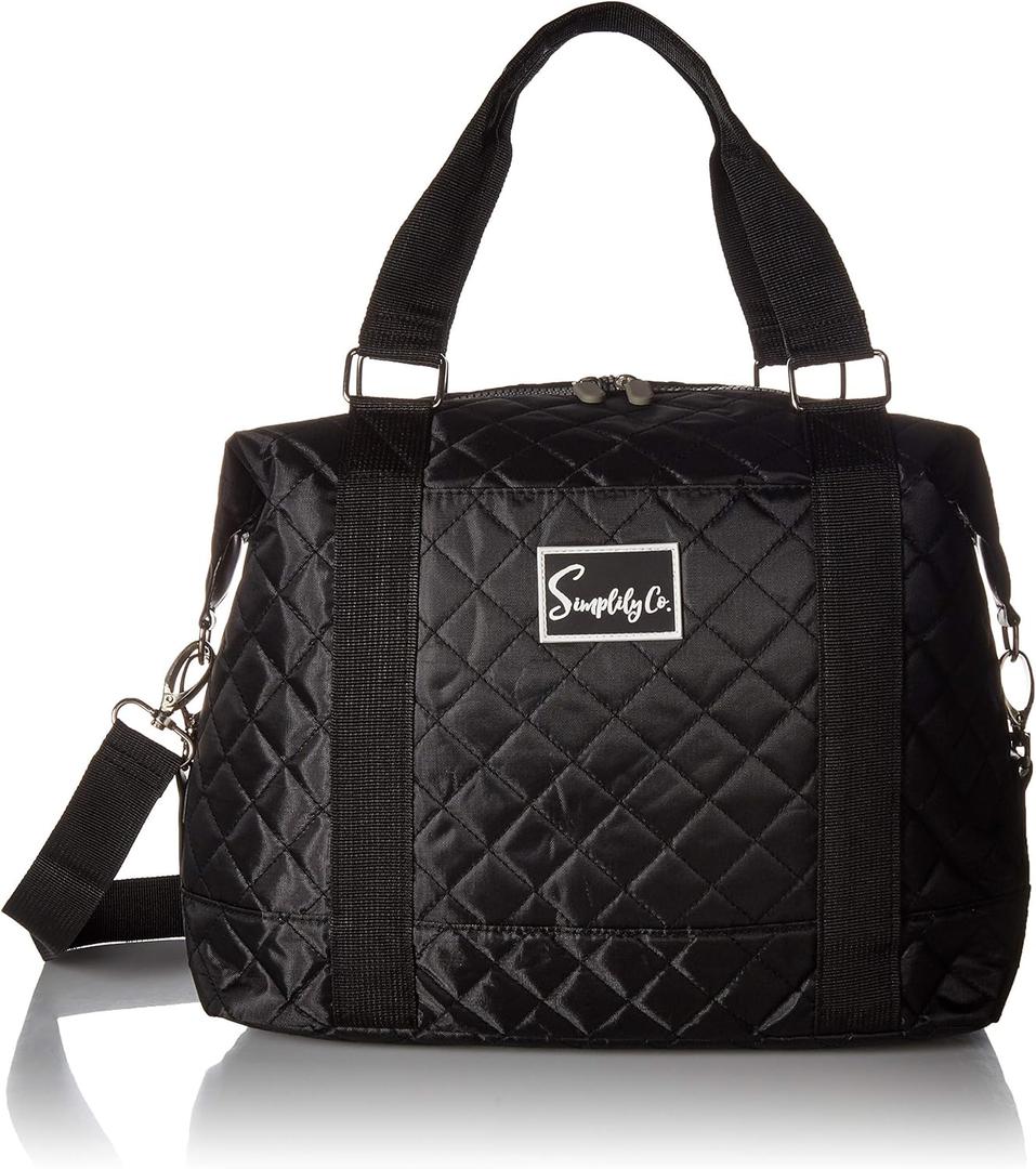 Travel Weekender Overnight Carry-on Under the Seat Shoulder Tote Bag (Small, Black) (6" x 11" x 14" - 15 liters (Small), Black)