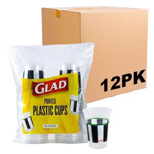 Glad Everyday Clear Plastic Cups with Referee Football Print - Strong and Sturdy Drinking Cup for All Occasions, 18 Ounce, 50 Count - 12 Pack (Black/White) Glad Everyday Clear Plastic Cups with Referee Football Print - Strong and Sturdy Drinking Cup for All Occasions, 18 Ounce, 50 Count - 12 Pack (Black/White)