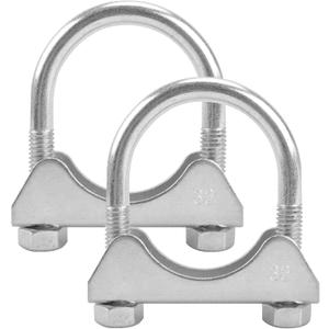 1.25" U-shaped Exhaust Pipe Clamp Mild Steel Muffler Exhaust Clamps with Anti-Rust Coat Pack of 2