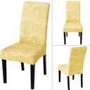 JQinHome Pattern Chair Covers for Dining Room Set of 6, High Stretch Removable Washable Parsons Chair Slipcover for Home Party Hotel Wedding Ceremony (Quicksand Beige,6PCS)