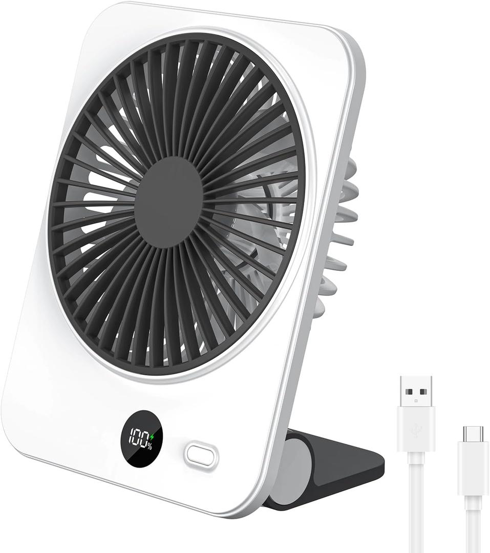 Magnetic Cruise Fan, 6.8" Small Portable Cruise Fan Rechargeable Battery Powered, Magnetically Hangs from Stateroom Ceilings and Walls, 5-Speed Quiet Cooling, Cruise Essentials 2025, White