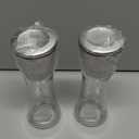 Premium Stainless Steel Sea Salt and Pepper Grinder Set of 2 - Adjustable Ceramic - Tall Glass Salt and Pepper Shakers - Pepper Mill & Salt Mill W/Funnel (2.6"W x 7.5"H)