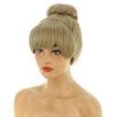 RightOn Blonde Wig for Cosplay Ash Blonde Wigs with Pre-Style Buns Curly Wig for Halloween Costume Party Hairnet Include