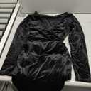 CYiNu Women's V Neck Wrap Velvet Long Sleeve Elegant Bodycon Ruched Cocktail Party Maxi Dress (Black) Small 