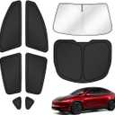 T TGBROS Window Shades for Tesla Model Y Juniper 2025 2026 Windshield Side Rear Window Full Set Blackout Privacy Sunshades for Model Y Accessories Foldable Black Out Window Cover 8PCS