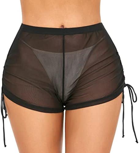 SHERRYLO Swim Shorts Women Sheer Board Short See Through Bikini Bottom Mesh Swimsuit Bottoms Sexy See Thru Bathing Suit, XL