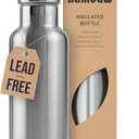 Bambaw Insulated Water Bottle 24oz | Stainless Steel Water Bottle | Insulated Water Bottles | Travel Water Bottle | Metal Water Bottle | Large Water Bottle | Reusable Water Bottle 750 ml (Silver)