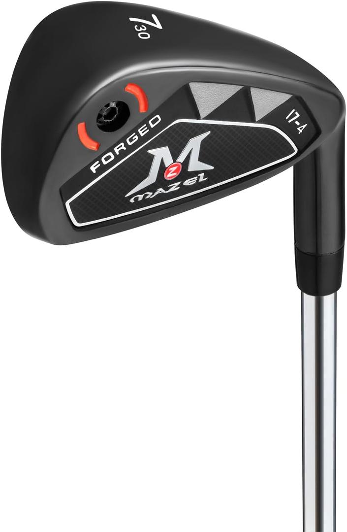 MAZEL Men Golf 7 Iron, Right Handed Golfers, Stainless Steel, Stiff, Black, 32 degrees loft