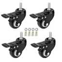 Norgail 1.5 Inch Caster Wheels Metric Size M825mm Threaded Stem Casters Castors Wheels, 360 Degree Direction with Brakes Industrial Wheel Furniture Caster DIY Tools Pack of 4