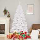 PLKO 5FT Artificial Holiday Christmas Tree，Artificial Christmas Tree Xmas Pine Tree with Stand and Soft White Branch for Holiday Indoor Outdoor, 450Tips(White)